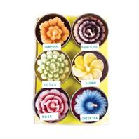 Pack of 6  flower t-lites, multicoloured