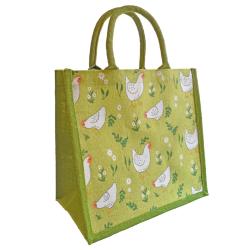 Jute shopping bag, Hens 30x30cm