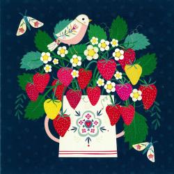 Greetings card "Strawberry Pot" 16x16cm
