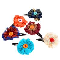 Hairclip, with flower made from recycled fabric, assorted colours