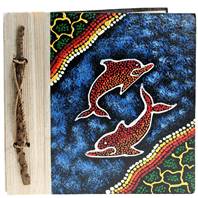 Notebook Aboriginal design dolphins, 20x20cm