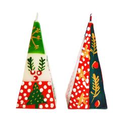 2 hand painted Christmas pyramid candles in gift box