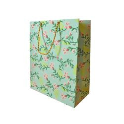 Gift Wrap Handmade Paper Floral Design on Light Blue 18 x 23 x 9cm