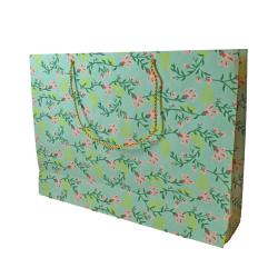 Gift Wrap Handmade Paper Floral Design on Light Blue 38 x 28 x 10cm