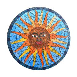 Round Hanging Sun Design Recycled Glass Mosaic 40cm