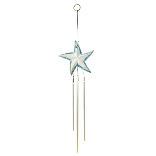 Chime Hanging With Starfish, Metal and Albesia Wood