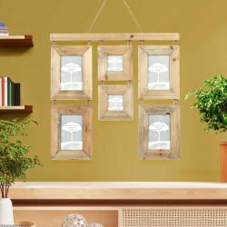 Hanging Multi Photo Frame Sustainable Wood for 6 photos