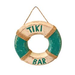 Hanging Life Buoy Albesia Wood Tiki Bar