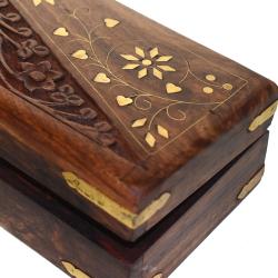 Wooden Jewellery/Trinket box Rectangular with a Floral Inlay Sheesham Wood