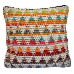 Chindi rag cushion cover recycled cotton multicoloured triangles 40x40cm