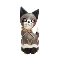 Brown Cat Albesia Wood 13x7x35cm