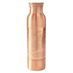 Copper water bottle, engraved, 900ml