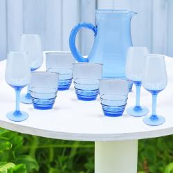 Glassware Gift Set Blue Tinted Recycled Glass