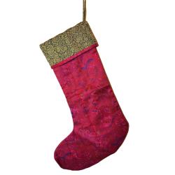 Christmas stocking, recycled sari silk, assorted colours