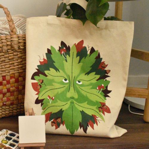 Tote Bag Recycled Cotton Green Man 36 x 40cm