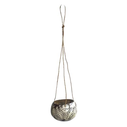 Coconut hanging planter/light holder silver