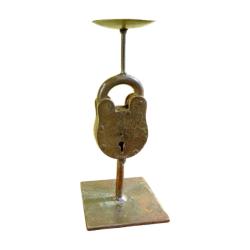 Candle Stand Retro Recycled Antique Padlock