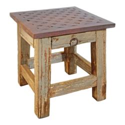 Stool with Drawer Retro Recycled Wood