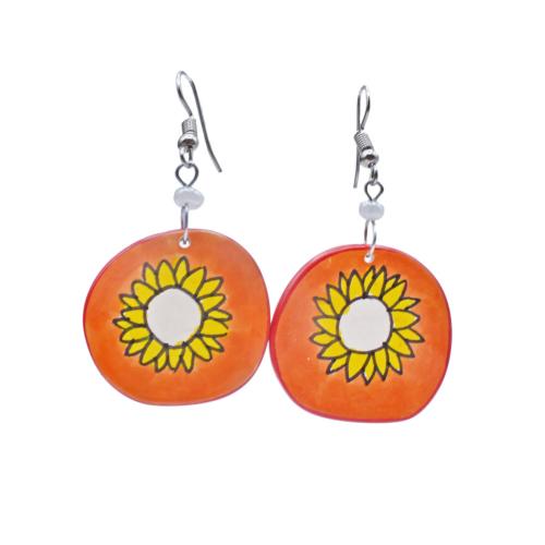 Earrings Sunflower Orange 2.8 x 2.3cm