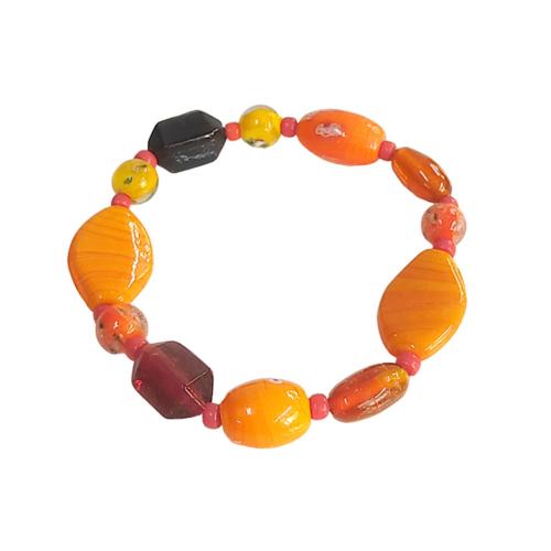 Bracelet Glass Beads Orange / Yellow / Black