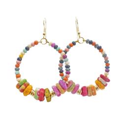 Earrings Recycled 2 Size Beads on Circle 4.5cm