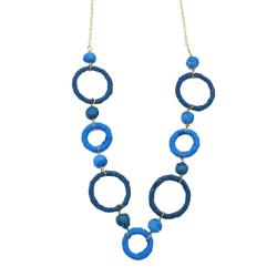 Necklace Recycled Cotton Circles Light / Dark Blue