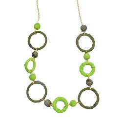 Necklace Recycled Cotton Circles Light / Dark Green