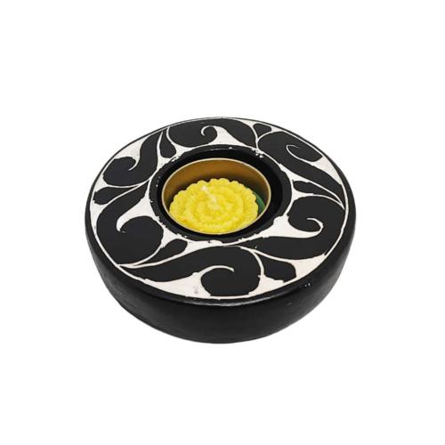 T-lite Holder Terracotta Round Black White