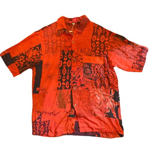 Shirt, Short Sleeves Patchwork Reds, Extra Large Unisex