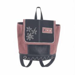 Backpack Canvas and Leather - Floral Magenta 35.5x6.5x30.5cm