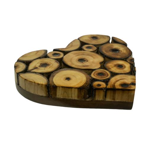 Coaster heart, decorative mango wood branch slices