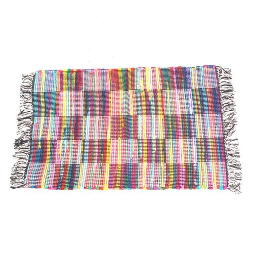 Chindi Rag Rug Recycled Material Multicoloured Squares 60 x 90cm