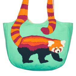 Shoulder bag, cotton, red panda