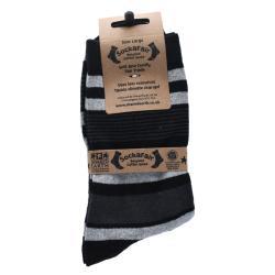 Socks Recycled Cotton / Polyester Stripes Black Grey Shoe Size UK 7-11 Mens