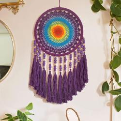 Dreamcatcher Purple with Rainbow Coloured Centre 34cm diameter