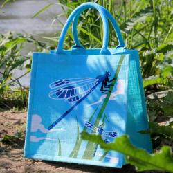 Jute shopping bag, square, damselflies