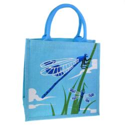 Jute shopping bag, square, damselflies