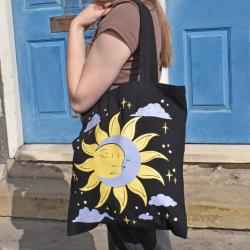 Tote Bag Recycled Cotton Sun and Moon 36 x 40cm