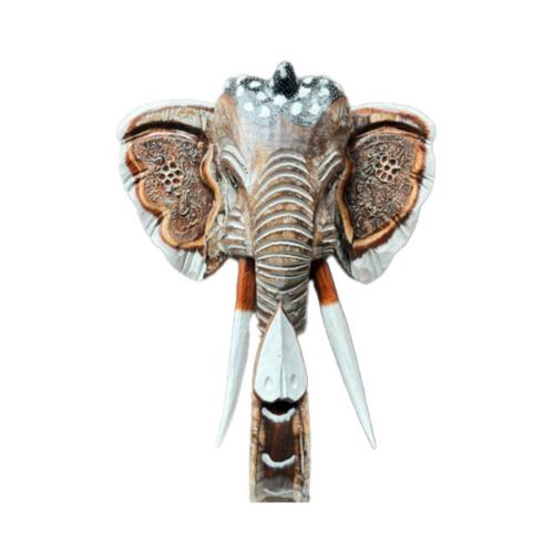 Mask Albesia Wood Elephant with Tusks 25cm