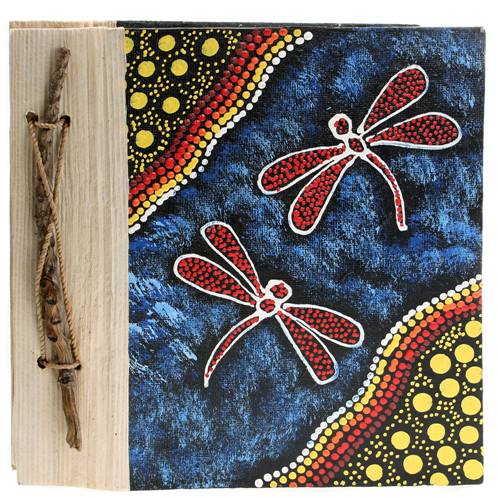 Notebook Aboriginal design dragonflies, 20x20cm