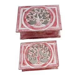 2 Albesia Wooden Stackable Boxes Tree of Life