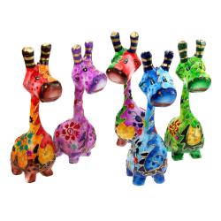 Colourful wooden giraffe 17cm