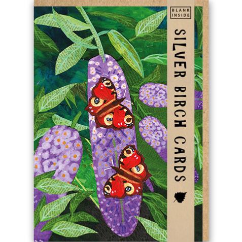 Greetings Card, Peacock Butterflies, 12.5x18cm