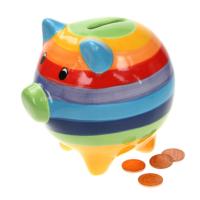 Rainbow money box pig