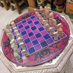 Kisii stone chess set, round board 30cm