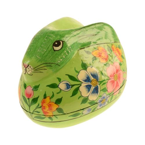 Trinket box, papier maché, rabbit green