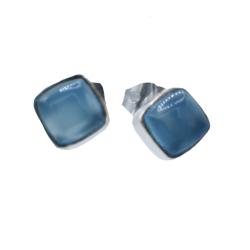 Ear Studs, Square, Blue Onyx