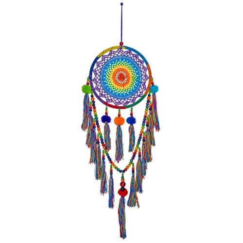 Dreamcatcher rainbow with pompoms & tassels 30cm