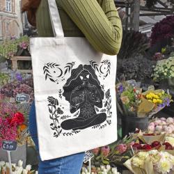 Tote Bag Recycled Cotton Woman Praying 36 x 40cm