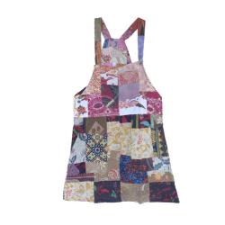 Pinafore Dress Patchwork Pinks Purples Medium